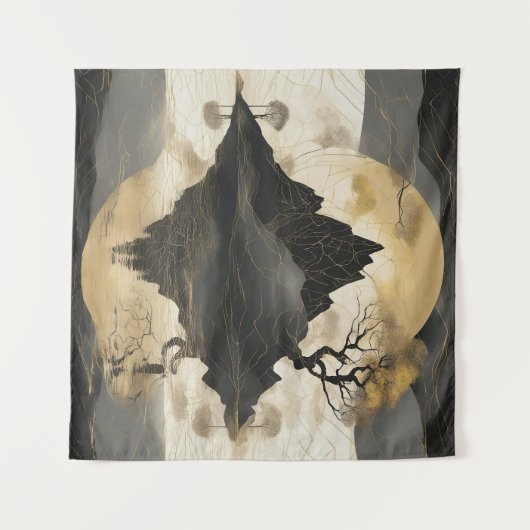 Das misty Mountain Black & Gold Wandteppich (Vorderseite (Horizontal))