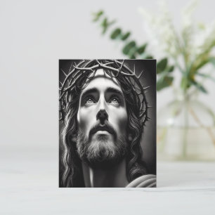 Das Mitgefühl des Erretters in Schwarz und Weiß Postkarte