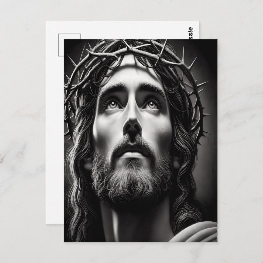 Das Mitgefühl des Erretters in Schwarz und Weiß Postkarte (Vorne/Hinten)