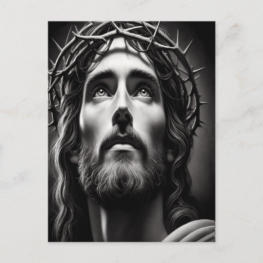 Das Mitgefühl des Erretters in Schwarz und Weiß Postkarte (Vorderseite)