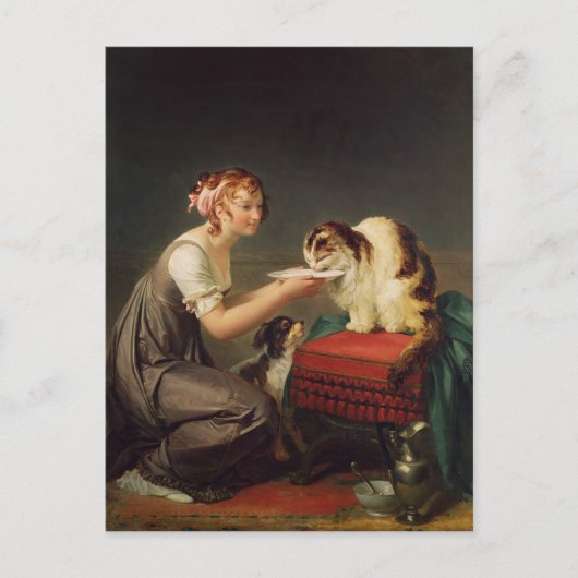 Das Mittagessen der Katze Postkarte (Vorderseite)