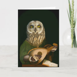 Das mittelalterliche Owl spielt seine Lute Dankeskarte
