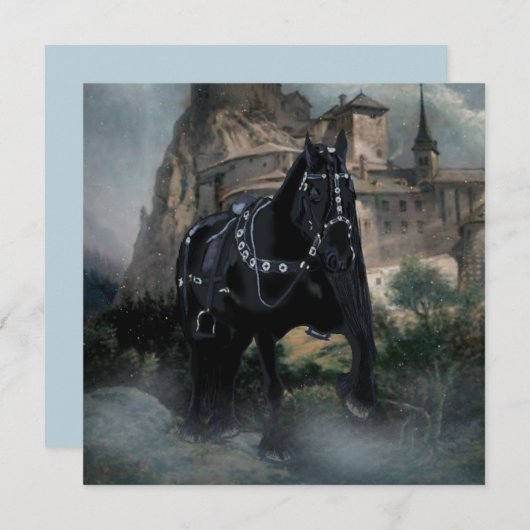 Das mittelalterliche Pferd - Grußkarte Karte (Vorne/Hinten)