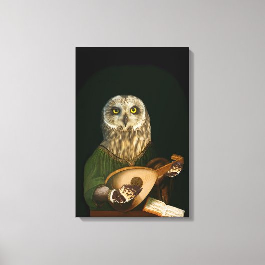 Das mittelalterliche Schaf spielt die Lute - Anthr Leinwanddruck (Vorderseite)