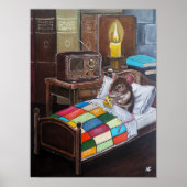 Das Mitternachtsrundfunk-Gemälde von Alfred Fox Poster (Vorne)