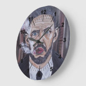 Das Mobster-Gemälde von Alfred Fox Große Wanduhr (Winkel)