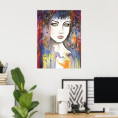 Das Modern gestaltete Gesicht im malerischen Portr Poster (Heimbüro)