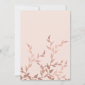 Das moderne Blumen Rosengold erröten Rosa 21. Einladung (Rückseite)