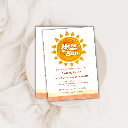 Das moderne Boho kommt hier zur Son Baby Dusche Einladung