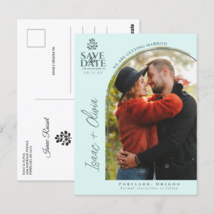 Das moderne Foto Boho Eucalyptus Arch Save the Dat Postkarte
