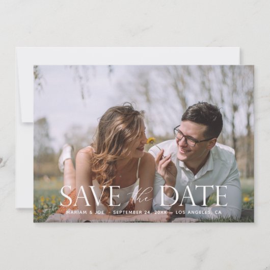 Das moderne Foto Script H Save the Date Einladung (Vorderseite)