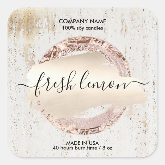 Das moderne Goldglas aus weißem Marmor mit dem Can Quadratischer Aufkleber (Vorderseite)