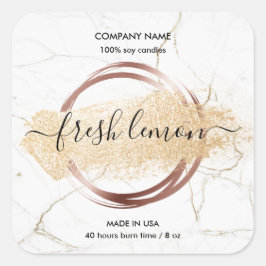 Das moderne Goldglas aus weißem Marmor mit dem Can Quadratischer Aufkleber