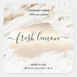 Das moderne Goldglas aus weißem Marmor mit dem Can Quadratischer Aufkleber