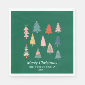 Das moderne grüne Set des Weihnachtsbaumurlaubs Serviette (Vorderseite)