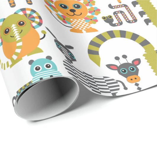Das moderne "Jungle Safari Animals Wrapping Paper" Geschenkpapier (Rolleneckpunkt)