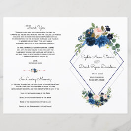 Das moderne rosa blaue florale Navy Blue Diamond-P