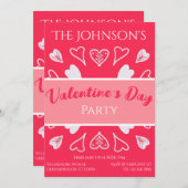 Das moderne Valentinstag-Party Rosa Einladung (Vorne/Hinten)