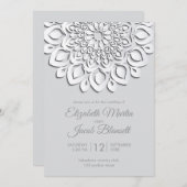 Das moderne Weißbuch schneidet Mandala Wedding Einladung (Vorne/Hinten)