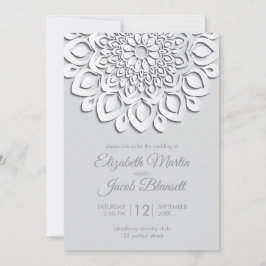 Das moderne Weißbuch schneidet Mandala Wedding Einladung