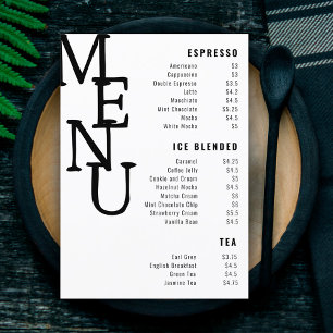 Das moderne White Eternity Bar Menu Petite Paper C Menükarte