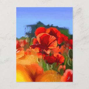 Das Mohn-Haus - Ölmalerei Postkarte