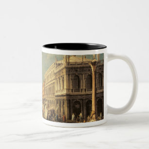 Das Molo und das Zecca, Venedig (Öl auf Leinwand) Zweifarbige Tasse