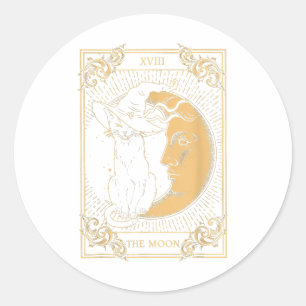 Das Mond-Tarot Xvii Inspirierte Black Cat Hexenhut Runder Aufkleber