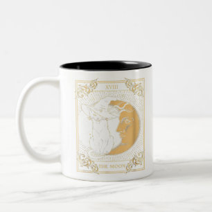 Das Mond-Tarot XVII Inspirierte Schwarze Katze mit Zweifarbige Tasse