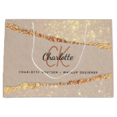 Das Mono-Geschäft mit Beige-Gold-Agate-Marmor Große Geschenktüte (Vorderseite)