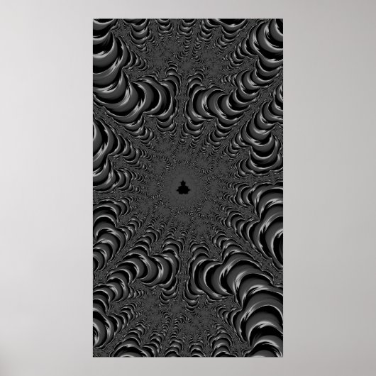 Das monochrome, feine Fraktal der Königin Abstrakt Poster (Vorne)