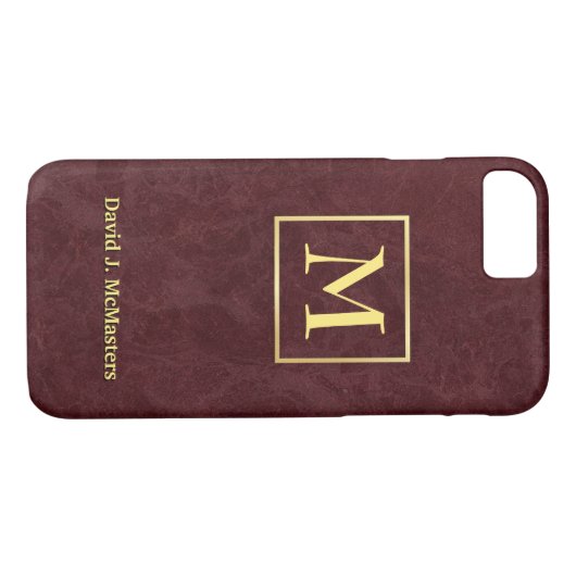 Das Monogramm-BurgundermarmorFührungskraft-Kasten Case-Mate iPhone Hülle (Rückseite (Horizontal))