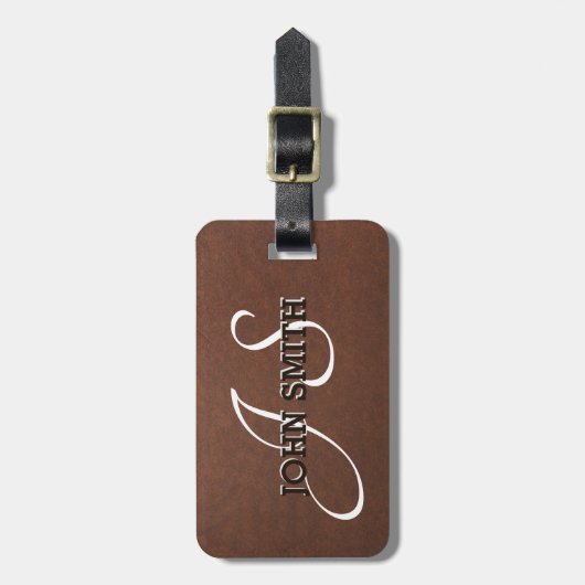 Das Monogramm-Leder-Beschaffenheits-Blick der Gepäckanhänger (Vorderseite vertikal)