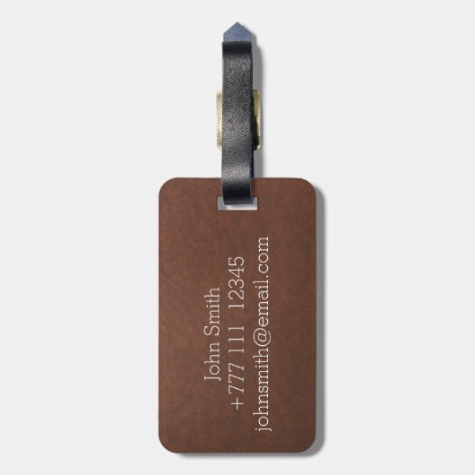 Das Monogramm-Leder-Beschaffenheits-Blick der Gepäckanhänger (Rückseite vertikal)