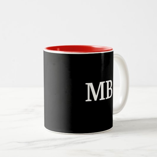 Das Monogramm-moderner Entwurf der Männer Zweifarbige Tasse (VorderseiteRechts)