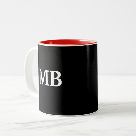 Das Monogramm-moderner Entwurf der Männer Zweifarbige Tasse (Vorderseite Links)
