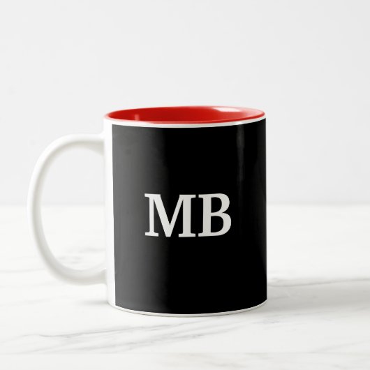 Das Monogramm-moderner Entwurf der Männer Zweifarbige Tasse (Links)