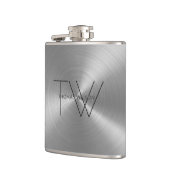 Das Monogramm-modernes Minimalistisches Zinn-Grau Flachmann (Links)