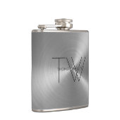 Das Monogramm-modernes Minimalistisches Zinn-Grau Flachmann (Rechts)