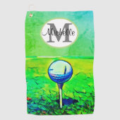 Das Monogramm-Namen-T-Shirt der Frauen buntes weg Golfhandtuch (Vorderseite)