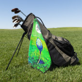 Das Monogramm-Namen-T-Shirt der Frauen buntes weg Golfhandtuch (Gras)