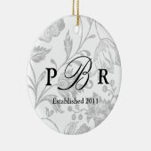 Das Monogramm-Verzierungs-Grau des Paares Keramikornament (Rechts)