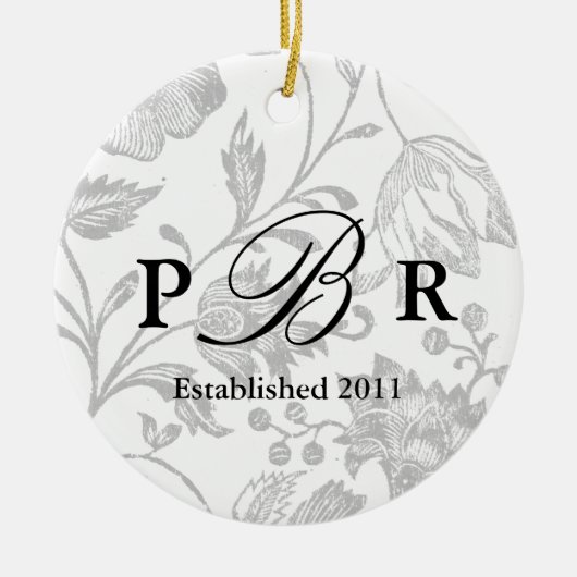 Das Monogramm-Verzierungs-Grau des Paares Keramikornament (Vorne)