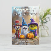 Das Monster der Boo-Crew Halloween-Niedlich Ghost- Einladung (Stehend Vorderseite)