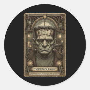 Das Monster Frankenstein-Vintage Halloween-Tarot C Runder Aufkleber