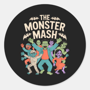 Das Monster Mash Halloween Party Niedlich Retro Runder Aufkleber