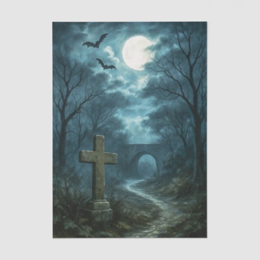 Das Moonlit Graveyard Decoupage Tissue Paper Seidenpapier (Vorderseite)