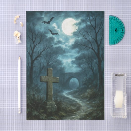 Das Moonlit Graveyard Decoupage Tissue Paper Seidenpapier (Handwerk)