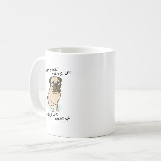 das Mops-Leben Kaffeetasse (Vorderseite Links)