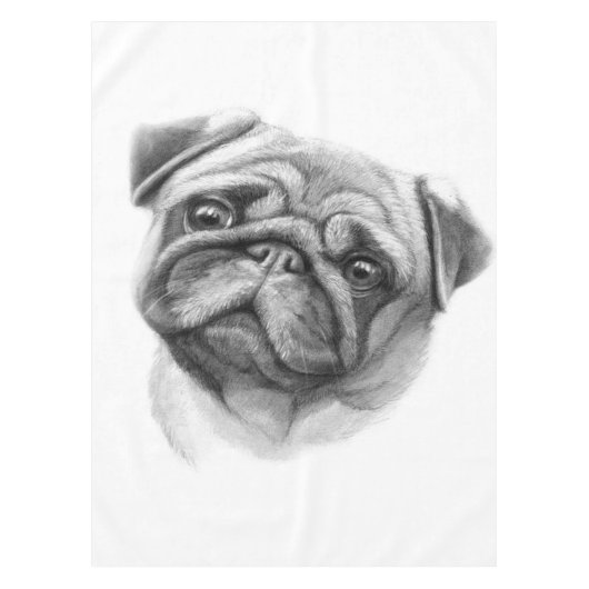Das Mops-Portrait | NIEDLICHER MOPS Tischdecke (Vorderseite)